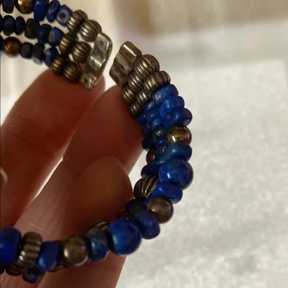 Blue and Silver Beaded Bracelet